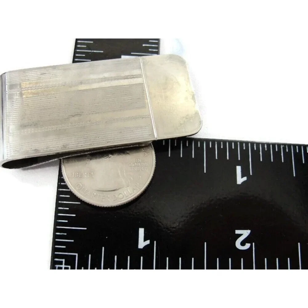 Vintage Silver Tone Money Clip Men Wallet ID Credit Card Holder